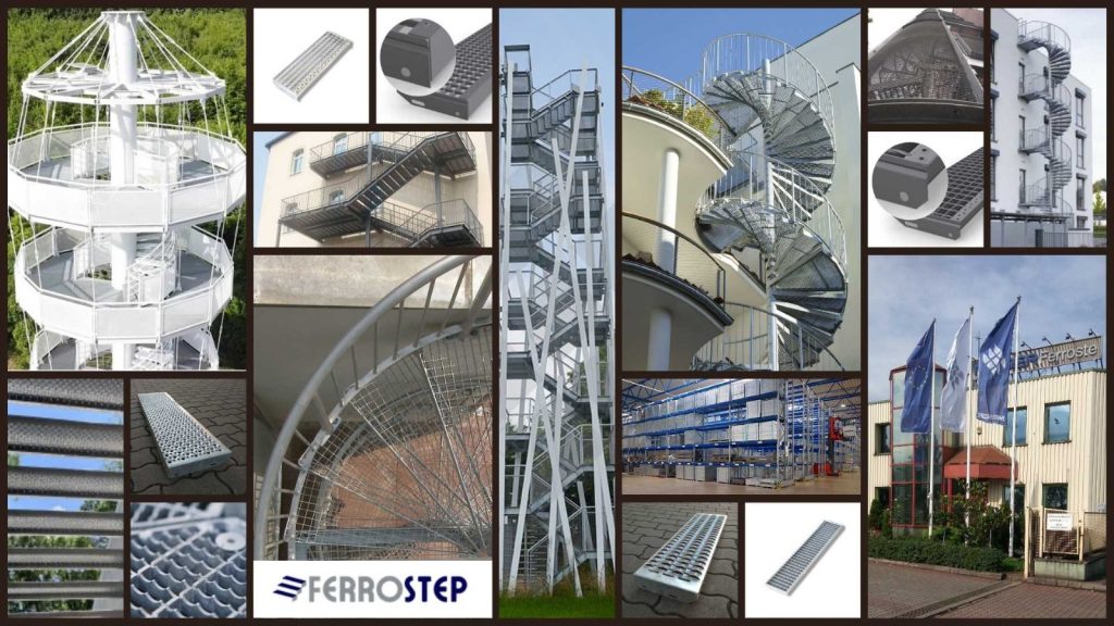 Flucht- und Feuertreppen – Geradläufige Außentreppe mit zentral angeordneten Stützen