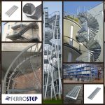 Flucht- und Feuertreppen – Geradläufige Außentreppe mit zentral angeordneten Stützen